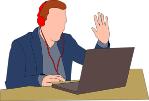 man with laptop illustration 