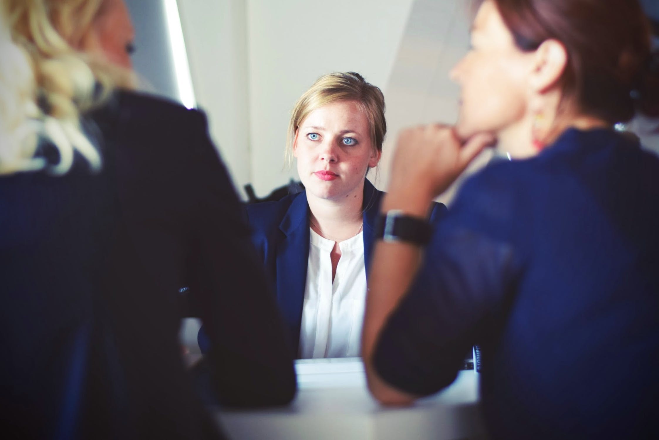 woman during interview 